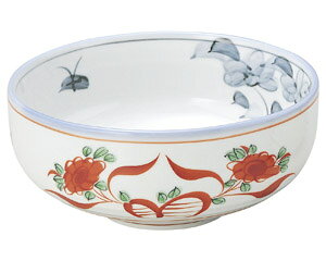 赤絵花 深口6.8ボール 和食器 麺ボール・多用ボール 業務用 約20.8cm 和食 和風 うどん 和風らーめん サラダボウル