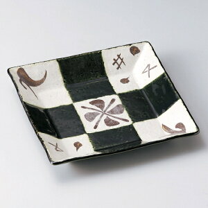 織部格子正角皿 大 和食器 角皿(中) 業務用 約21.5cm 和食 和風 和皿 中皿 揚げ物 串物 刺身