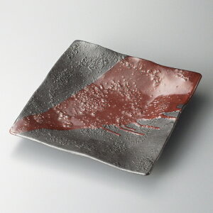 朱流し大角皿 和食器 角大皿 業務用 約27cm 和食 和風 宴会 揚げ物 串物 寿司屋 刺身盛り合わせ 寿司盛り合わせ 和皿 大皿