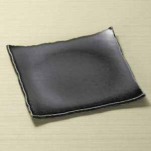 銀黒ちぎり正角皿 黒い器 和食器 角皿(中) 業務用 約21.5cm 和食 和風 和皿 中皿 揚げ物 串物