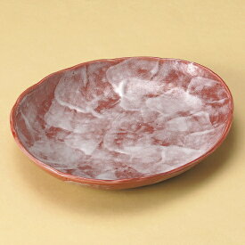 赤彩花シリーズダ円中皿 和食器 楕円皿 業務用 約25.5cm 和食 和風 天ぷら 揚げ物 焼き物 パスタ