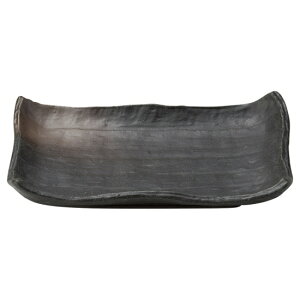 黒備前 渕波焼物皿 和食器 焼物皿 業務用 約20.5cm 和食 和風 焼魚 串物 揚げ物 創作料理 焼肉店 おにぎり 焼き鳥 天ぷら