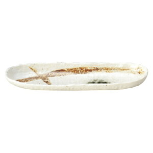 白マット織部吹刷毛目 トレー 和食器 長角皿 業務用 約30.5cm 和食 和風 串物 ホッケ皿 揚げ物