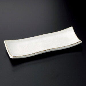 白結晶厚口突出皿 和食器 付出皿 業務用 約25cm 和食 和風 突出 前菜 先付 小料理屋 漬物盛り合わせ 長角皿 居酒屋 創作料理