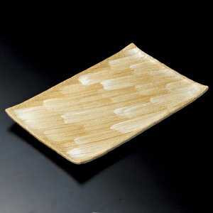 志野釉 手造り 9号長角皿 萬古焼 和食器 長角皿 業務用 約28cm 和食 和風 串物 ホッケ皿 揚げ物