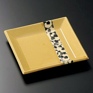 唐草黄瀬戸正角銘々皿 和食器 小皿 業務用 約10.2cm 和食 和風 漬物 たれ 薬味 サラダ 和菓子 冷奴 ミニ しょうゆ皿