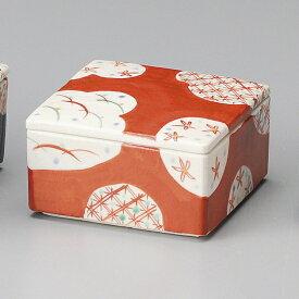 赤格子 陶箱 小 和食器 蓋物・段重 業務用 約11.5cm 和食 和風 和菓子 煮物 漬物 花見