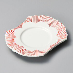 赤十草両切七寸皿 和食器 変形皿 業務用