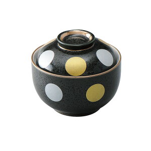 黒結晶金銀彩丸紋小煮物碗 和食器 蓋向・円菓子碗 業務用