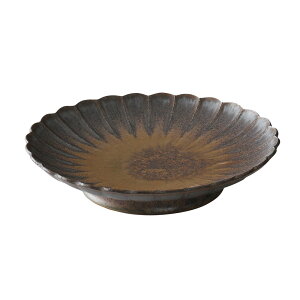 RENEW 強化磁器 菊型7寸高台皿 (アスト) 和食器 天皿 業務用 約21.1cm