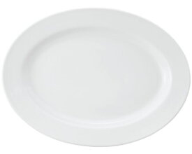 白玉渕 リム14吋プラター 洋食器 楕円・変形プレート（L） 業務用 約35cm 洋食レストラン 大皿 ハンバーグ