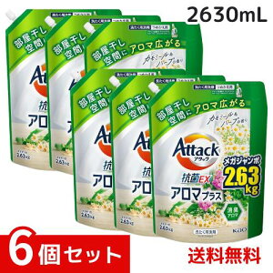 アタック 抗菌EXアロマプラス つめかえ用 2630g x6個セット 4901301446572 /