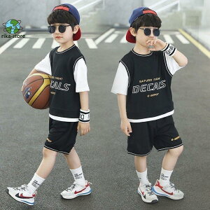 2点セット半袖バスケットボールの服 キッズ 男の子ジュニア ジャージ 子供服 セットアップ スウェット ジャージ ルームウェア パジャマ カジュアルパンツセット