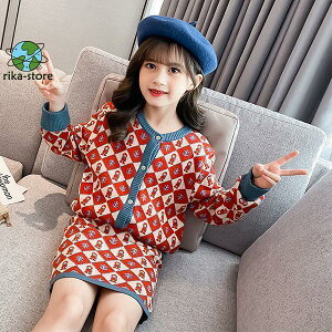 子供服 セットアップ キッズ 女の子 長袖 春秋 上下セット ニットトップス セーター ミニスカート 韓国子供服 ジュニア