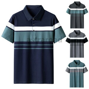 ゴルフウェア ポロシャツ ビジポロ メンズ 半袖 ストレッチ ボーダー柄 カラー配色 父の日 スリム ビジネス 夏 polo シャツ トップス テニス スポーツ サマー