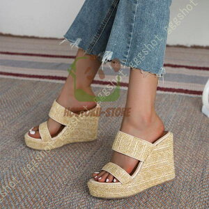 サンダル レディース 歩きやすい ウェッジソール 厚底 サンダル ジュート 厚底ウェッジ ストラップ サンダル オープントゥ ハイヒール 11cm コンフォート