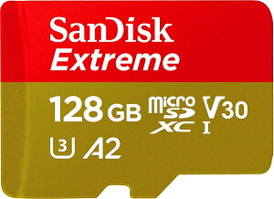 SanDisk microSDXC 128GB Extreme UHS-I U3 V30 4K A2�Ή� microSD�J�[�h SD�A�_�v�^�[�t ���s�A���i