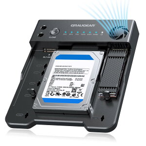 GRAUGEAR �h�b�L���O�X�e�[�V���� M.2 NVMe SSD SATA 2.5/3.5�C���` HDD �R���o�[�^�[ USB-C 10Gbps �I�t���C���N���[�� ��p�t�@������ �c�[���t���[