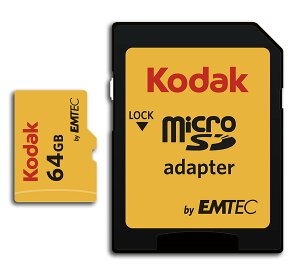 Kodak MicroSDXC�J�[�h 64GB �N���X10 UHS-I U1 �A�_�v�^�[�t�� ������������