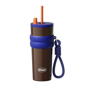 Sidagar 710ml ���� �^��f�M�^���u���[ �X�e�����X�� �ė��p�\ �X�g���[�t�� �R��Ȃ� �E�H�[�^�[�{�g�� �ۉ��ۗ� ���s�p �R�[�q�[�J�b�v Brown