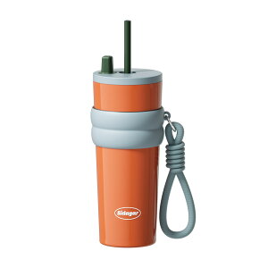 Sidagar 710ml ���� �^��f�M�^���u���[ �X�e�����X�� �ė��p�\ �X�g���[�t�� �R��Ȃ� �E�H�[�^�[�{�g�� �ۉ��ۗ� ���s�p �R�[�q�[�J�b�v Sunset Orange