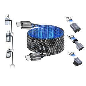 USB Type-C �P�[�u�� 1m �}���[�d �f�[�^�]�� �X�p�C���� �`��L�� �}�O�l�b�g 65W 480Mbps PD�Ή� �P�[�u���z���_�[