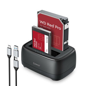 ORICO HDD�X�^���h 2�䓋�� 40TB HDD SSD �N���[��/�R�s�[ 2.5 �C���`/3.5 �C���` Seagate Samsung WD Crucial SanDisk SSD HDD�Ή� SATA - USB C PS5 PC ���b�v�g�b�v�f�o�C�X�p DD28C3-C