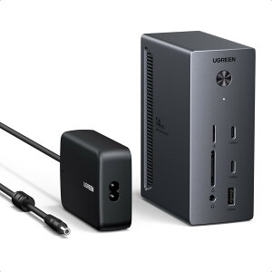 UGREEN Revodok Pro 314 USB-C �h�b�L���O�X�e�[�V���� 3��ʑΉ� 2��HDMI & DP���� 14-in-1�yHDMI 4K/60Hz�EDP 8K�E100W PD�[�d�E10Gbps�����]���ERJ45�L��LAN�ESD/TF�Ή��z Windows �m�[�gPC