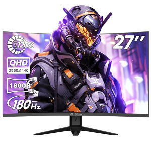 CRUA �Q�[�~���O���j�^�[ 27�C���` WQHD 2560x1440 180Hz �p�ȃ��j�^�[ 1800R �f�B�X�v���C HDMI2.0 & DP1.4 �u���[���C�g�y�� �X�Β��� �L������p �Ǌ|���Ή�