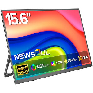 Newsoul �|�[�^�u�����j�^�[ 15.6�C���` 125%sRGB �m�[�g�p�\�R�����j�^�[ ����0~180°�����X�^���h �X�s�[�J�[ VESA HDMI USB-C �v���O&�v���C �����^�Z�J���h�G�N�X�e���_�[�X�N���[�� �d�b�Q�[���R
