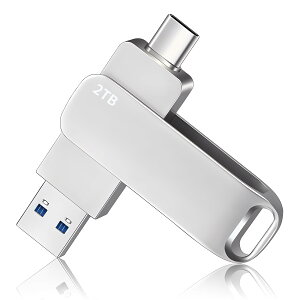 qingmanUSB������ 2TB ��e�� 2in1 ������Type-C �R���p�N�g �O�t���������[ 360�x��] �t���b�V�������� �X�}�z�g�p�� PC�Ή���ipad/Android/PC ����➑� �ϏՌ� �h�� �h�o�d�l �f�[�^�̃o�b�N�A�b�v �g