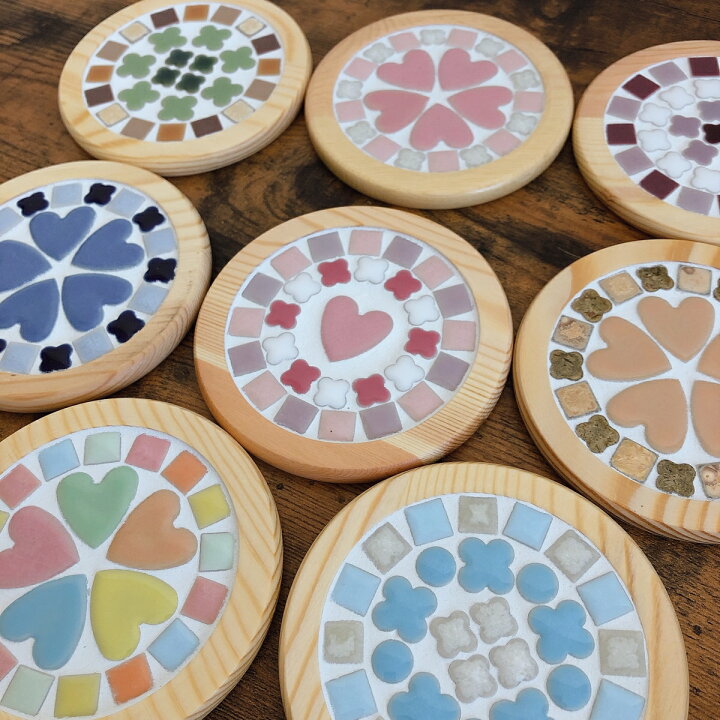 楽天市場 送料無料 タイルコースター タイル おしゃれ かわいい 北欧 シンプル 丸 ハンドメイド ナチュラル ギフト 木 ペア 結婚祝い 新築祝い 内祝い 誕生日 プレゼント プレゼント お楽しみ Minori Tileshop