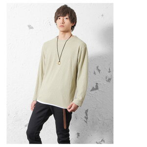 Tシャツ メンズ 長袖 無地 Tシャツ 2点セット アンサンブル 重ね着 インナー Tシャツ レイヤード Tシャツ ニットソー 長袖tシャツ ワッフル ロンt グレー アイボリー モカ ユニセックス レディース 韓国 ファッション 春服 春 夏服 春夏 モード系のおすすめ キテミヨ
