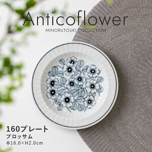 みのる陶器【Anticoflower(アンティコフラワー)】160プレート(Φ16.0×H2.0cm)ブロッサム