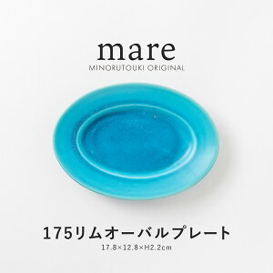 みのる陶器【mare(マーレ)】175リムオーバルプレート(17.8×12.8×H2.2cm)