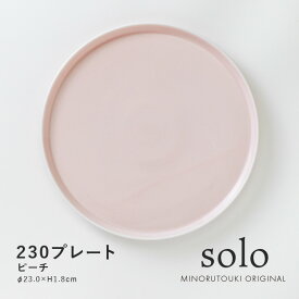 みのる陶器【solo(ソロ)】230プレート（Φ23.0×H1.8cm）ピーチ