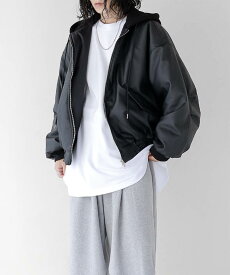 フェイクレザーMA-1 メンズ ジャケット フード付き パーカー ミリタリージャケット アウター 秋 春 オーバーサイズ ビッグシルエット カジュアル 韓国ファッション ストリートファッション