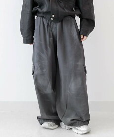 オイルウォッシュドカーゴパンツ カーゴジョガーパンツ コットン ジョガーパンツ ウエストゴム フリーサイズ 韓国ファッション メンズ ワイドパンツ イージーパンツ