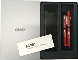 【ラッピング無料】 LAMY ラミー ボールペン シャープペン セット サファリ レッド レザーペンケース付き ギフトボックス入り 正規輸入品 お祝い