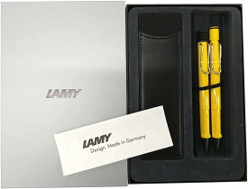 【ラッピング無料】 LAMY ラミー ボールペン シャープペン セット サファリ イエロー レザーペンケース付き ギフトボックス入り 正規輸入品 お祝い