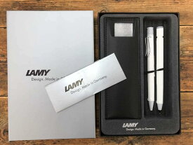 【ラッピング無料】 LAMY ラミー ボールペン シャープペン セット サファリ ホワイト レザーペンケース付き ギフトボックス入り 正規輸入品 お祝い