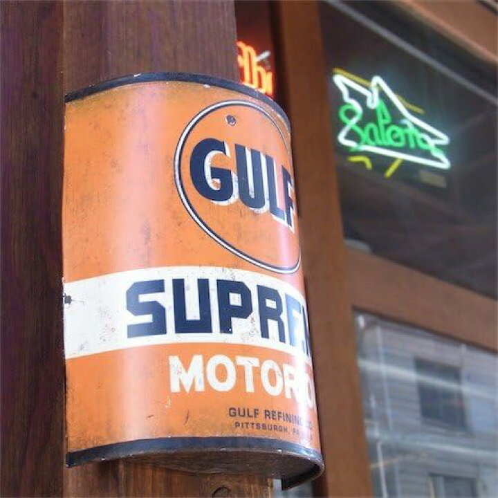 楽天市場】GULF エンボス加工 オイル缶 オブジェ embossed SIGN GULF 