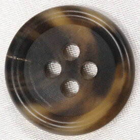 ボタン 本水牛ボタン 15mm 1個入 ミディアムブラウン 表4つ穴 つや消し 天然素材 ひとつ ひとつ違う色 柄は本物の証 ジャケットやスーツ コートまでサイズ豊富なボタン