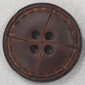 ボタン 本革レザーボタン 表四つ穴 サイズ豊富 ジャケット コート対応 茶 15mm 是非 手作り 日本製 のこだわりボタンを