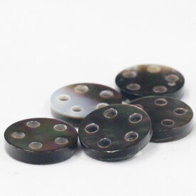 ボタン 貝ボタン シェルボタン 黒蝶貝 1個入 10mm 11.5mm 13mm ボタン穴が5個 糸で星が描けるボタン 五つ穴ボタン 黒蝶貝を使った天然貝釦手作り 手芸 釦付け替え に