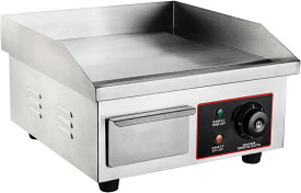 ホットプレート 大型 業務用グリドル プレス鉄板 業務用電気グリル 卓上鉄板焼 グリドル鉄板焼き いか焼き パンケーキ 冷麺 焼飯 厚くする 手掴み機 屋台を設置110v (シルバー （55*43*22cm）)