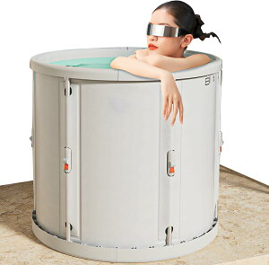 ポータブル浴槽 お風呂 露天風呂 折りたたみ コンパクト浴槽 簡易浴槽 バスタブ サウナ 水風呂 たためる水風呂 おうちプール ビニールプール White M