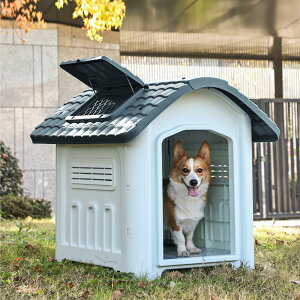 犬小屋 屋外断熱プラスチック犬シェルター 小型犬用耐候性頑丈犬小屋(Large)