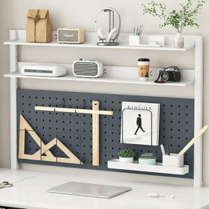 机上ラック 有孔ボード クランプ式ラック 机上台 卓上ラック 本棚 ボード デスクラック 3段 パンチングボード 幅80cm 高さ位置調整 デスク上置棚 机上整理 ラック棚 書類 ファイル 机上小物収