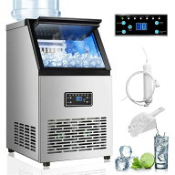 業務用自動製氷機 ステンレス鋼製、静音設計、60kg/24H、15kg貯蔵容量、パーティーギャザリング、レスト…